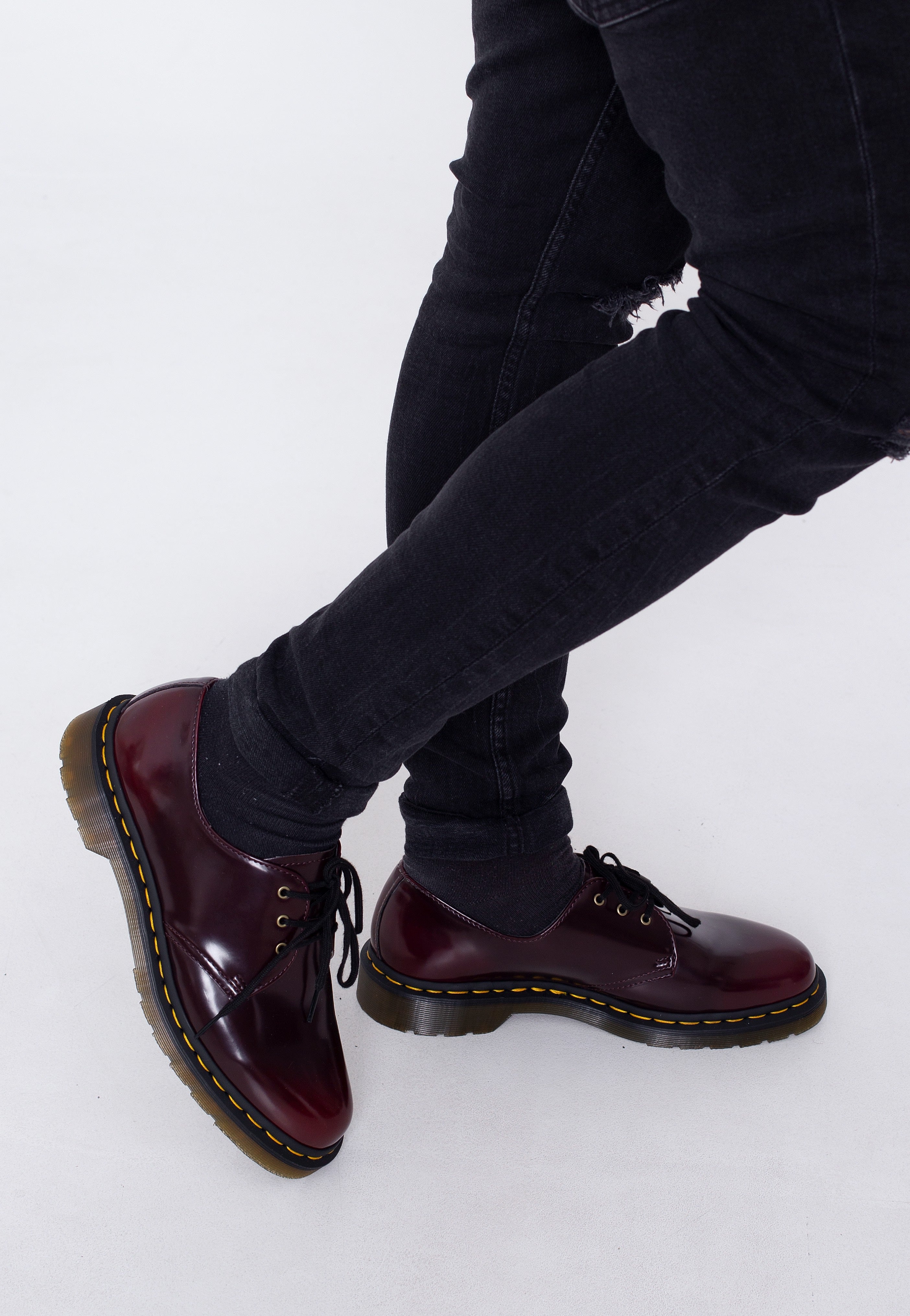 Dr. Martens - Vegan 1461 Cherry Red Oxford Rub Off - Shoes | Impericon