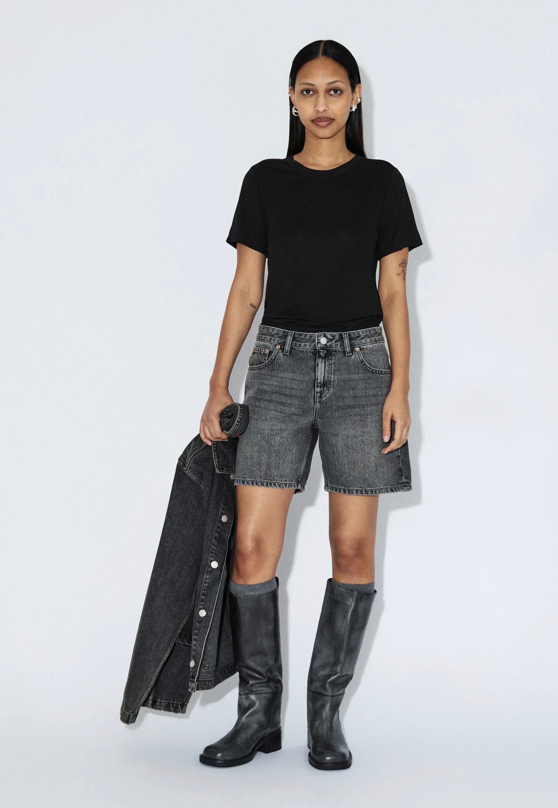 Dr. Denim - Hill Mid Grey Used - Shorts | Women-Image