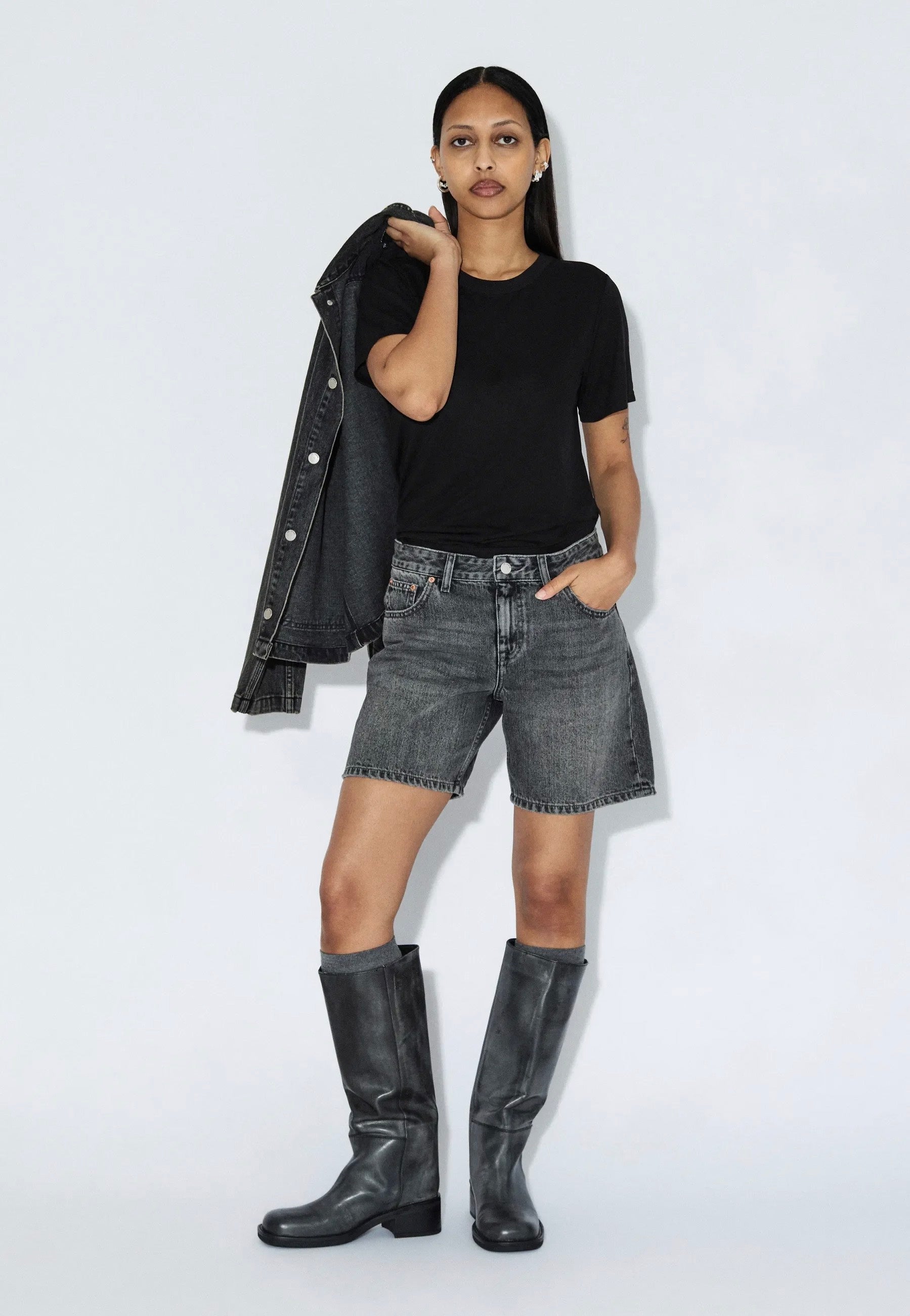 Dr. Denim - Hill Mid Grey Used - Shorts | Women-Image
