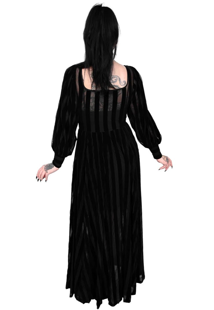 black and white striped mesh dress Foxblood - Victoria Striped Mesh Gown Black
