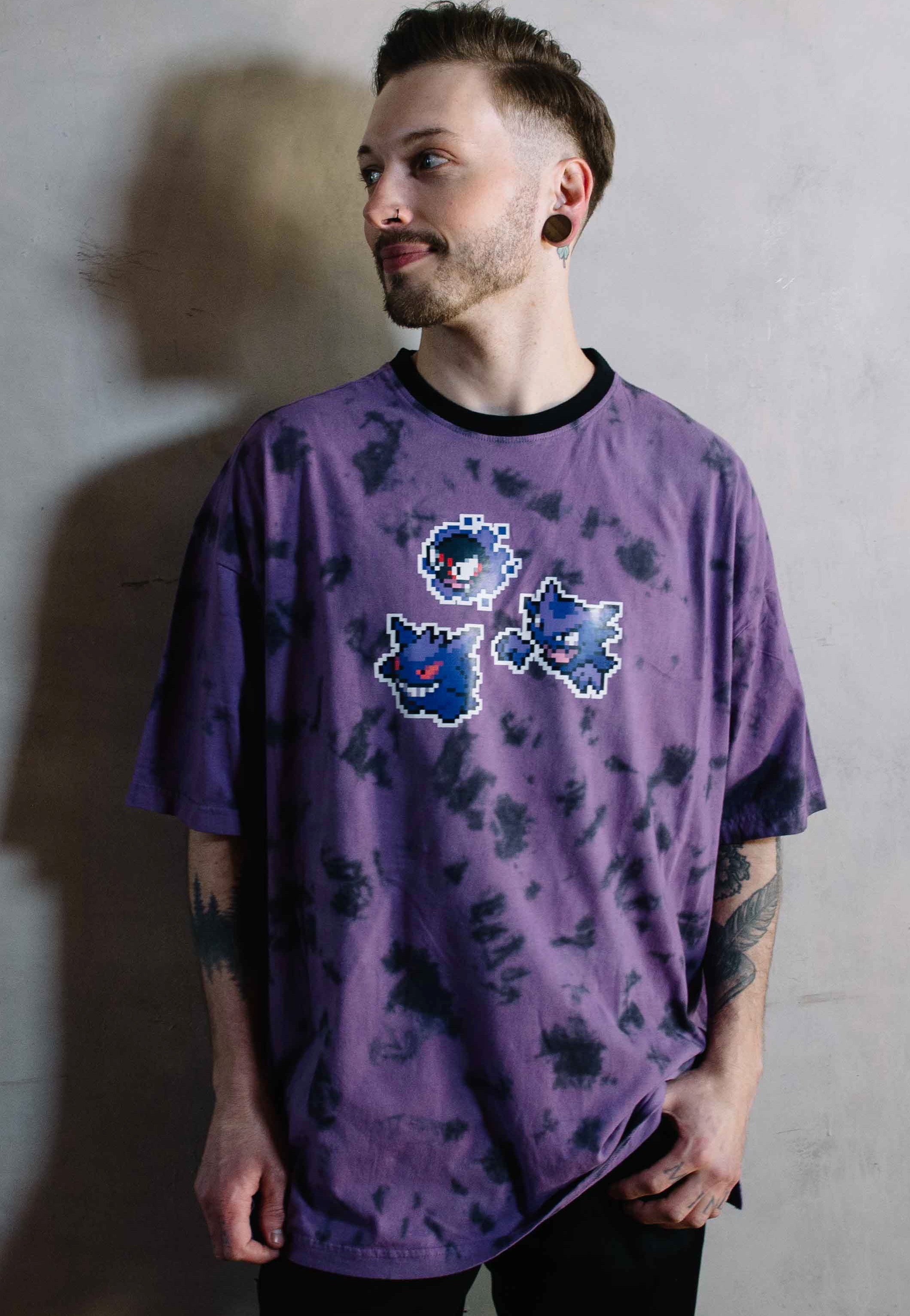 Pokémon - Ghost Tie-Dye Purple Oversized - T-Shirt | Men-Image