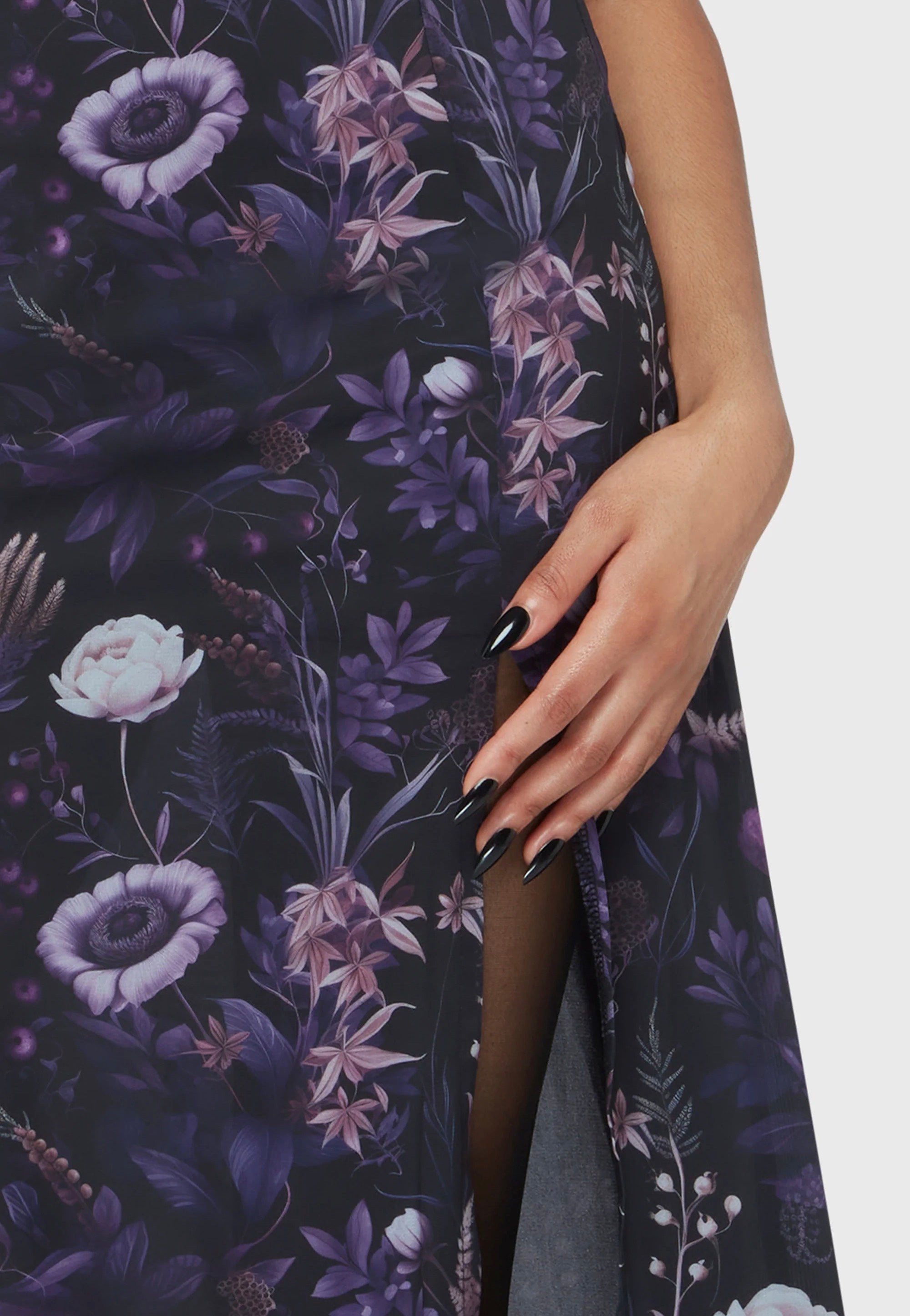 Killstar - Dusk's Garden Maxi Black/Purple - Skirt | Women-Image