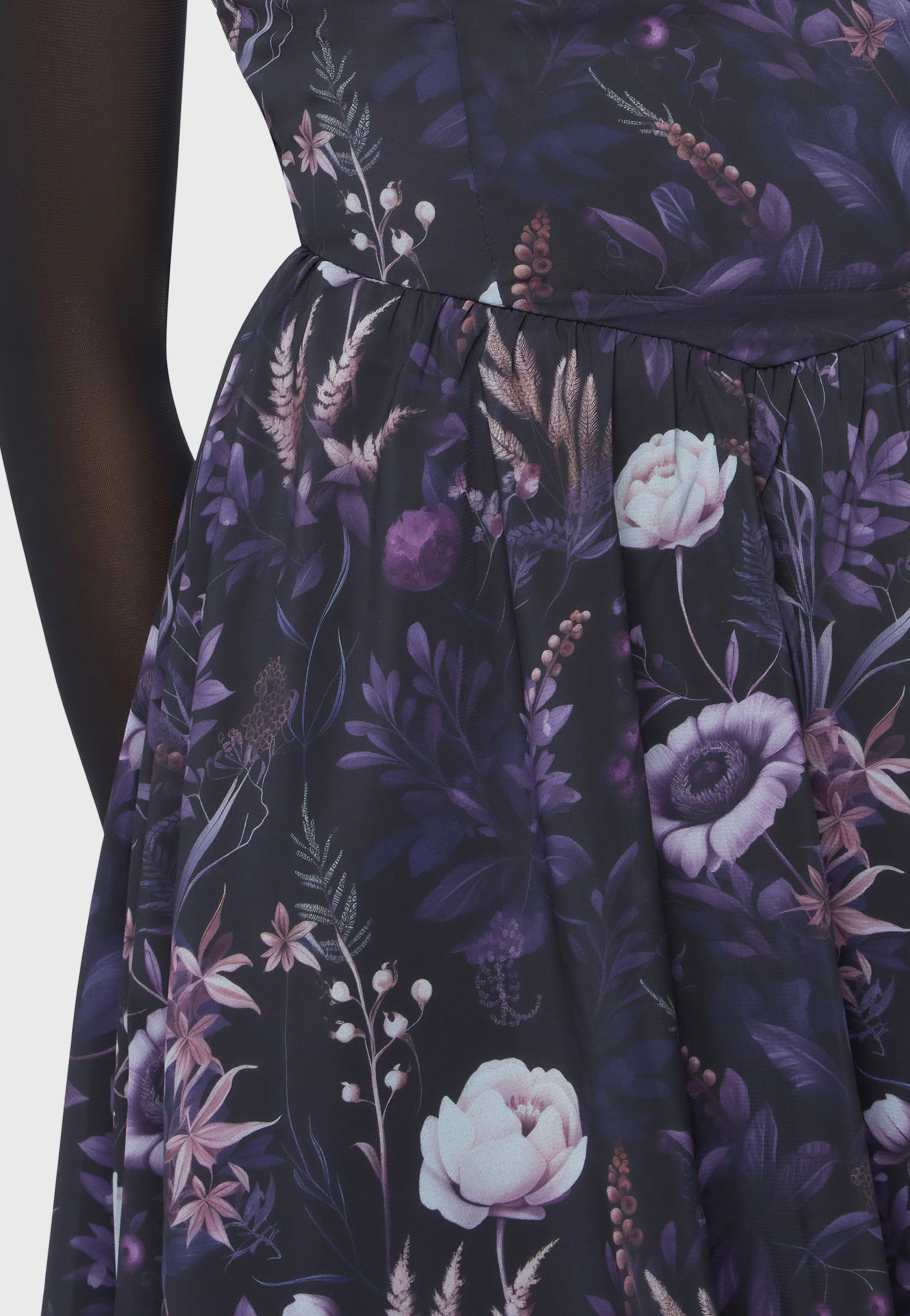 strapless open back dress Killstar - Dusk's Garden Mini Black/Purple