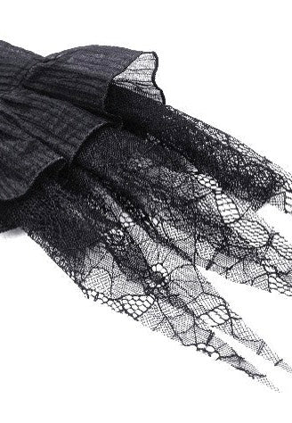 Dark In Love - Black Negative Gothic Spiderweb Patchwork Princess Sleeve - Dress | Women-Image