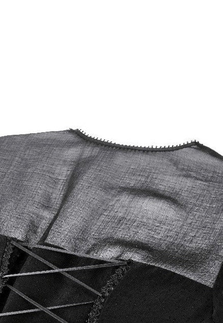 Dark In Love - Black Gothic Mesh Patchwork Back Lace-Up Everyday - Dress | Women-Image