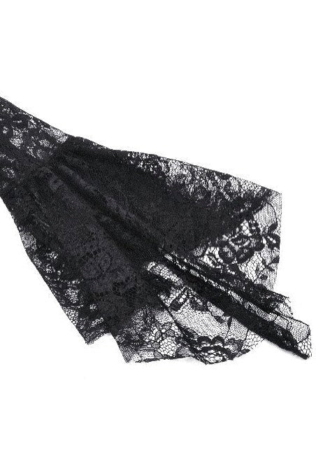 Dark In Love - Black Gothic Asymmetrical Lace Neckline Off-Shoulder - Dress | Women-Image