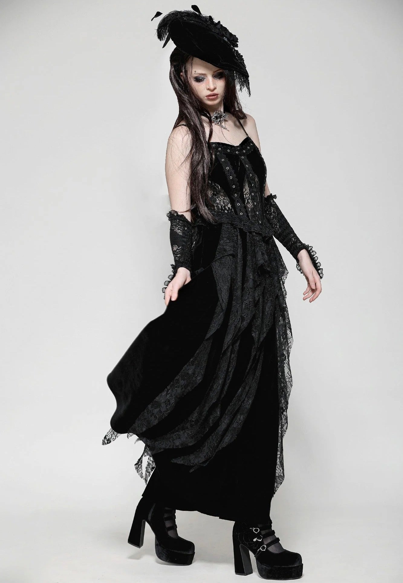 Dark In Love - Romantic Gothic Sexy Hollow Waist - Dress | Women-Image