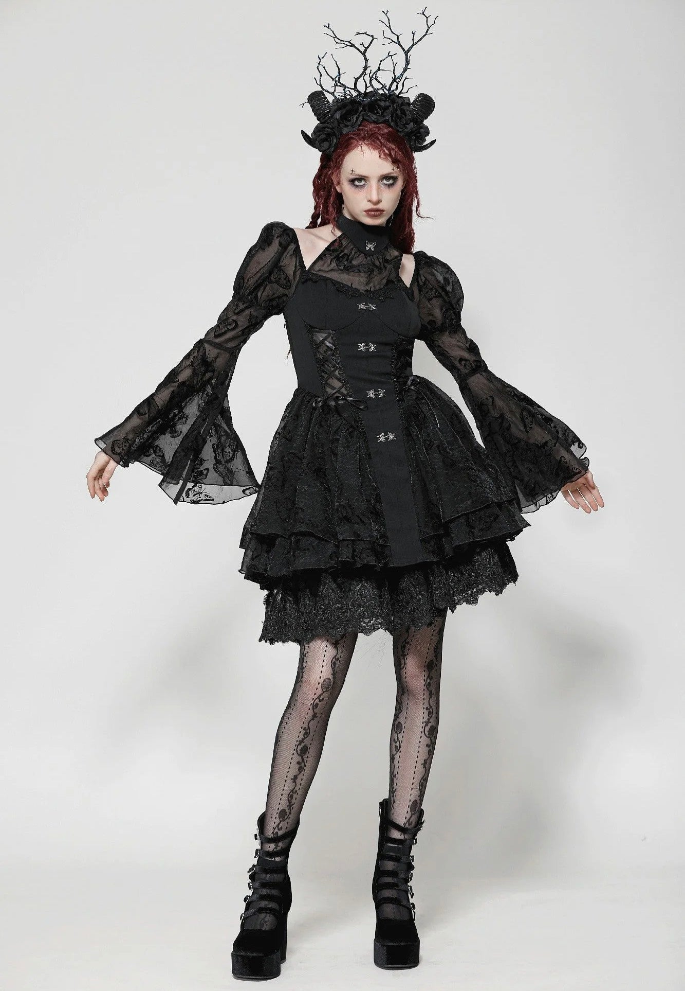 Dark In Love - Gothic Lolita Butterfly Big Sleeves - Dress | Women-Image