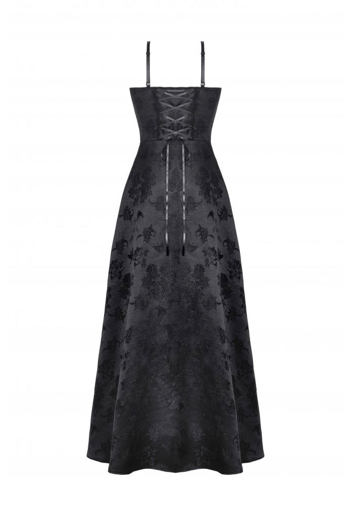 Dark In Love - Gothic Black Butterfly Strapless Lace Gown - Dress | Women-Image