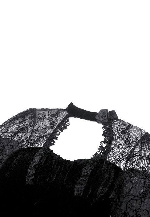 Dark In Love - Dark Floral Jacquard Velvet Elegant - Dress | Women-Image