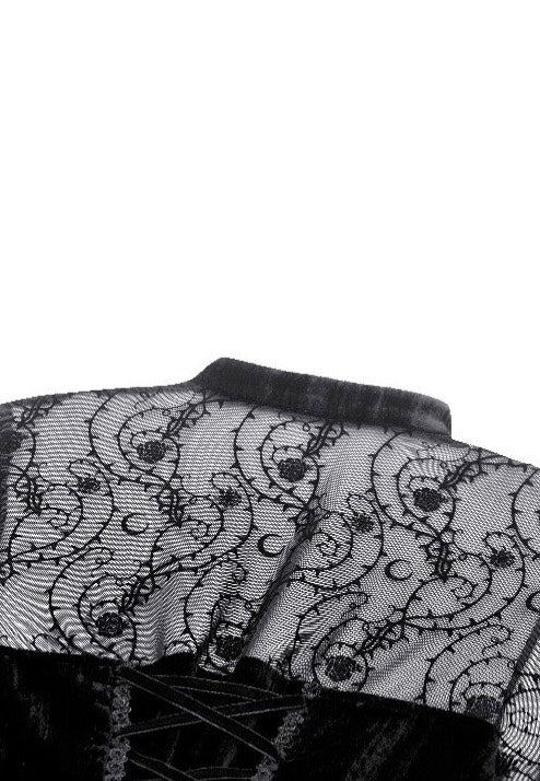 Dark In Love - Dark Floral Jacquard Velvet Elegant - Dress | Women-Image