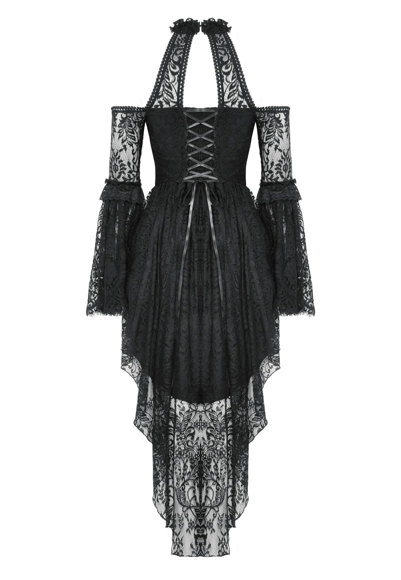 Dark In Love - Black Gothic Rose Vine Lace Tail - Dress | Women-Image