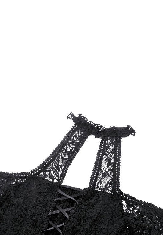 Dark In Love - Black Gothic Rose Vine Lace Tail - Dress | Women-Image