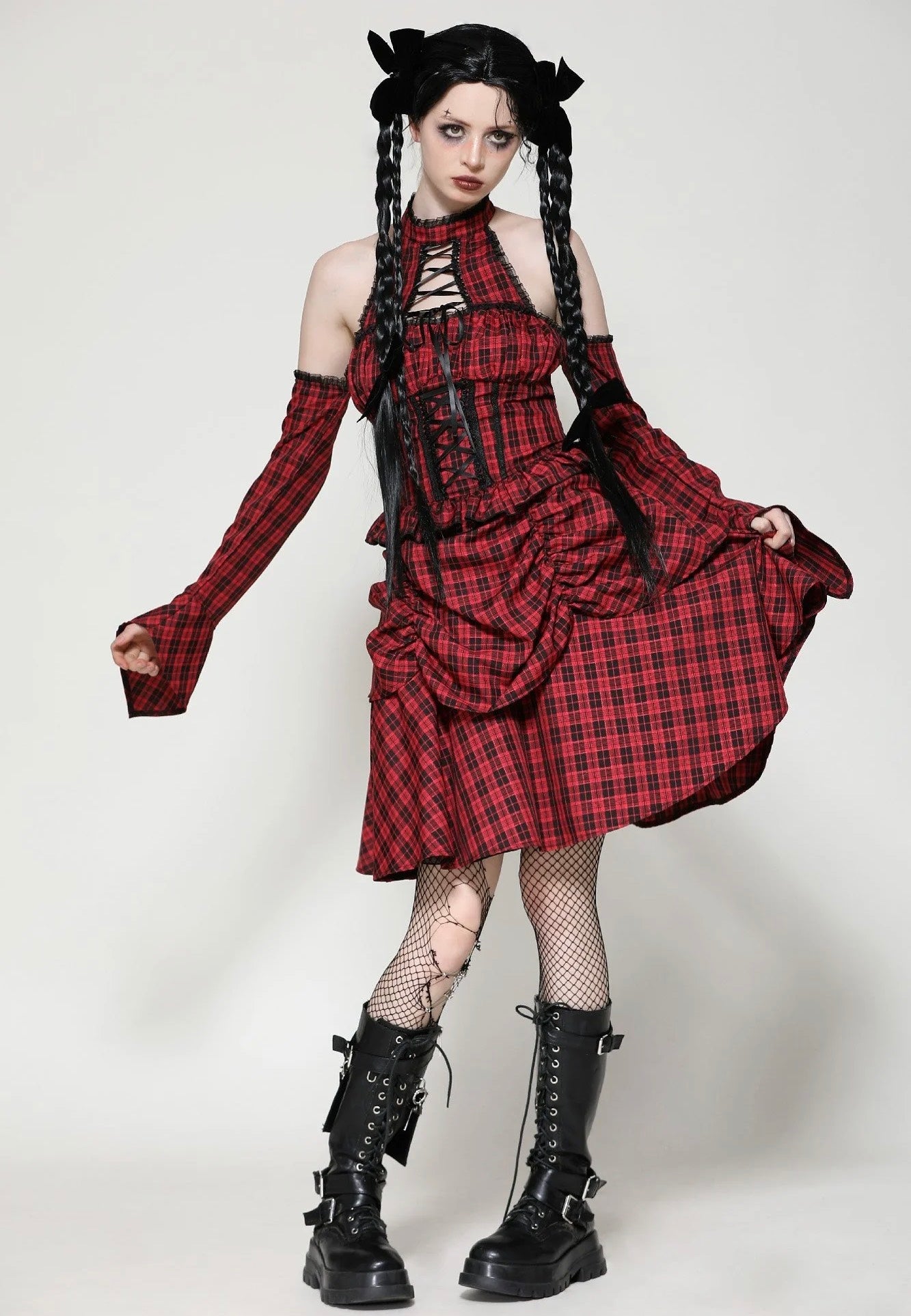 Dark In Love - Lolita Red And Black Plaid - Dress | Women-Image