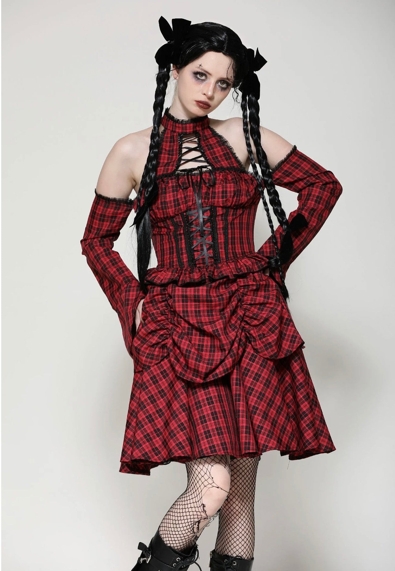 Dark In Love - Lolita Red And Black Plaid - Dress | Women-Image