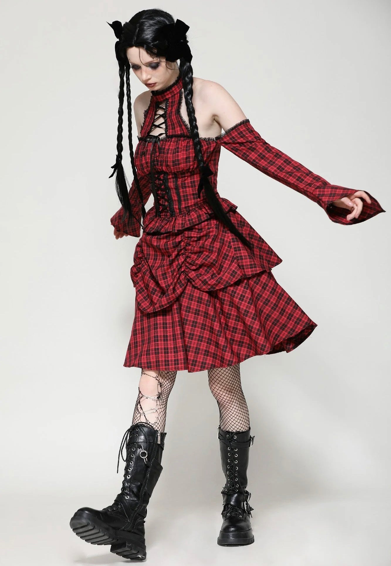 Dark In Love - Lolita Red And Black Plaid - Dress | Women-Image
