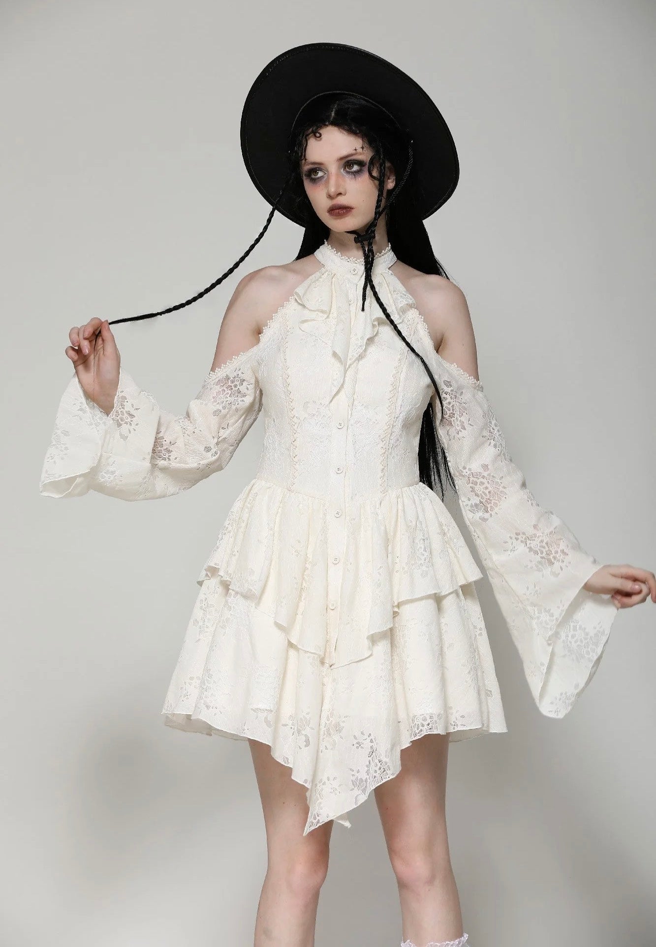 Dark In Love - Beige Steampunk Off-Shoulder Sexy - Dress | Women-Image