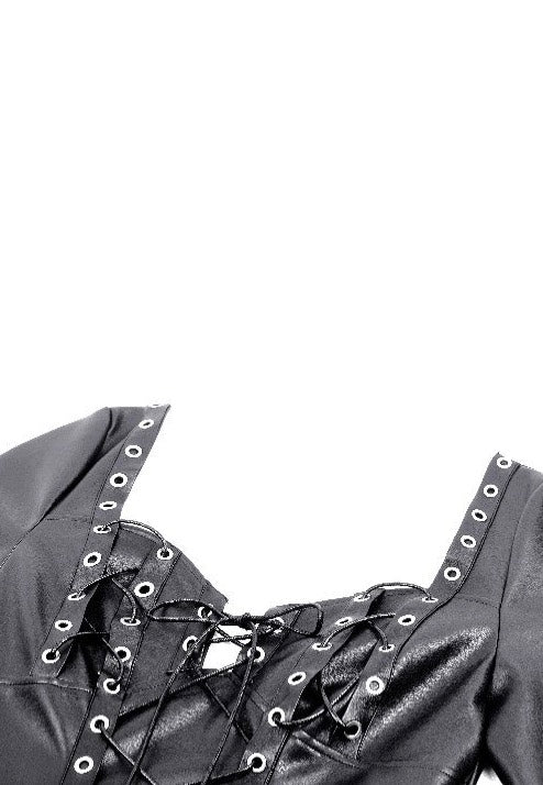 Dark In Love - Edgy Leather Punk Asymmetrical - Dress | Women-Image