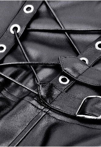 Dark In Love - Edgy Leather Punk Asymmetrical - Dress | Women-Image