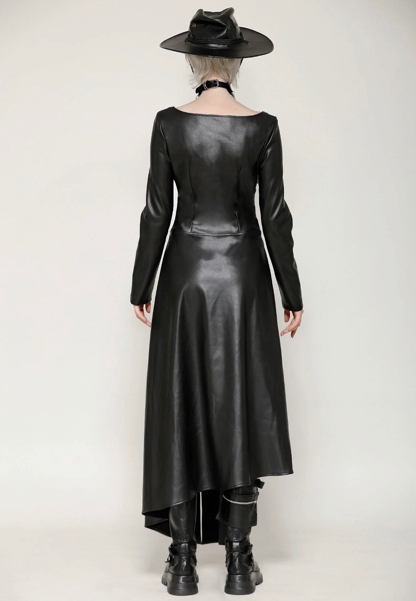 Dark In Love - Edgy Leather Punk Asymmetrical - Dress | Women-Image