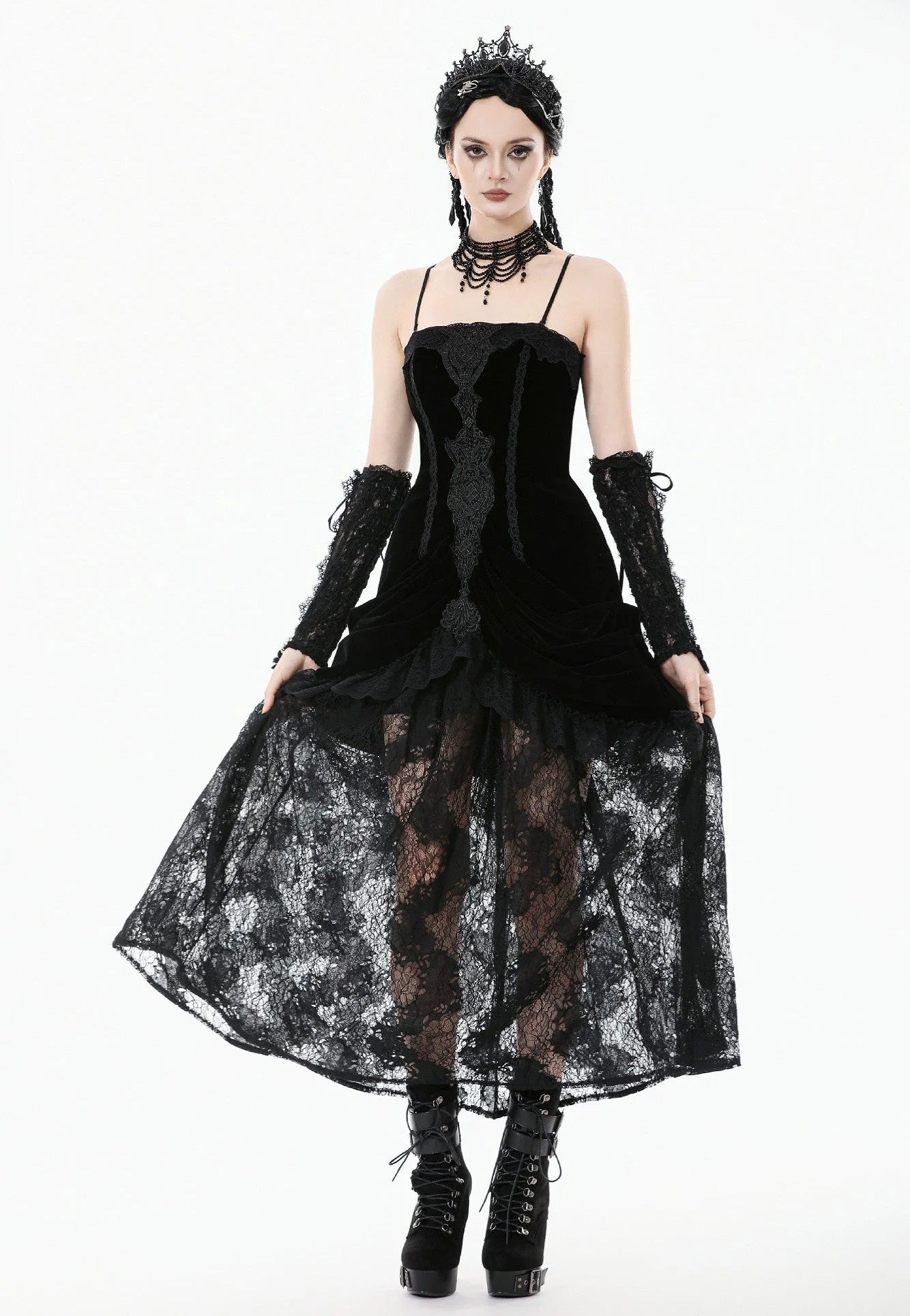 Dark In Love - Gothic Embroidered Bustier - Dress | Women-Image