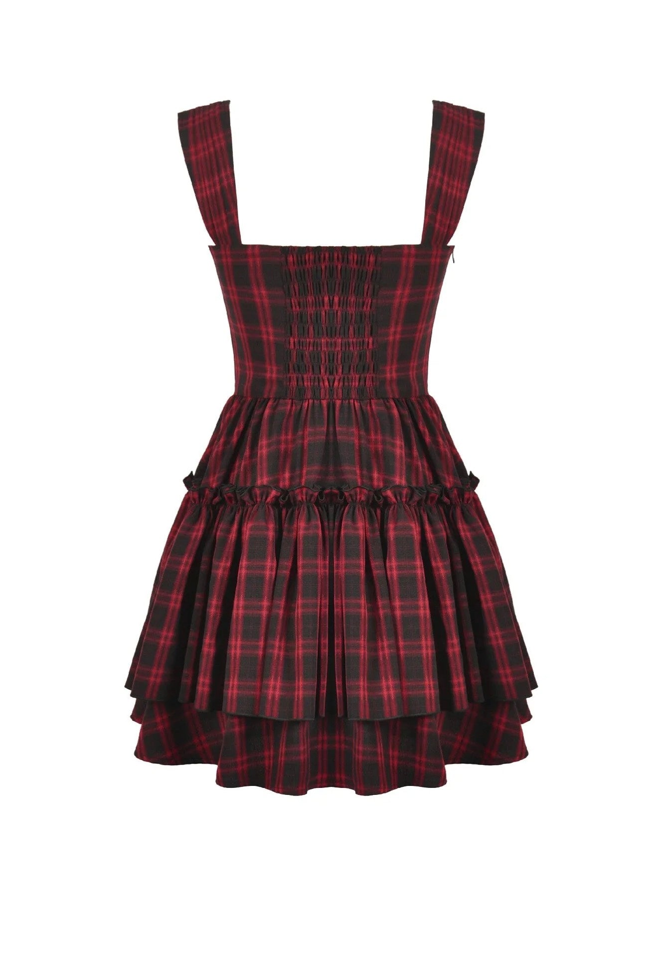 Dark In Love - Christmas Plaid Layered Cake - Dress - Black - XS - 70% Polyester, 27% Viscose, 3% Elastane