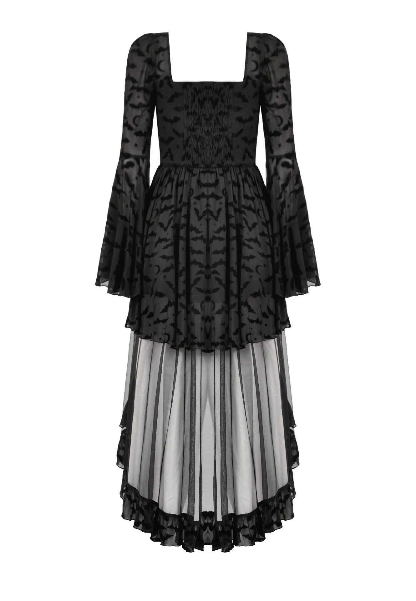 Dark In Love - Star & Moon Gothic Lolita Bat Hem Long - Dress | Women-Image