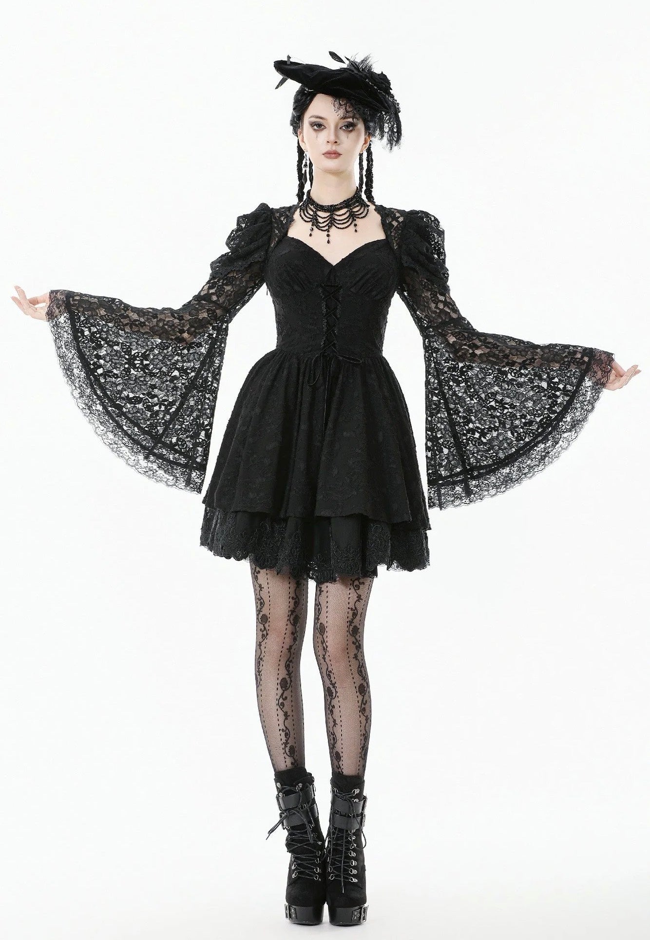 Dark In Love - Gothic Lace Jacquard Princess - Dress | Women-Image