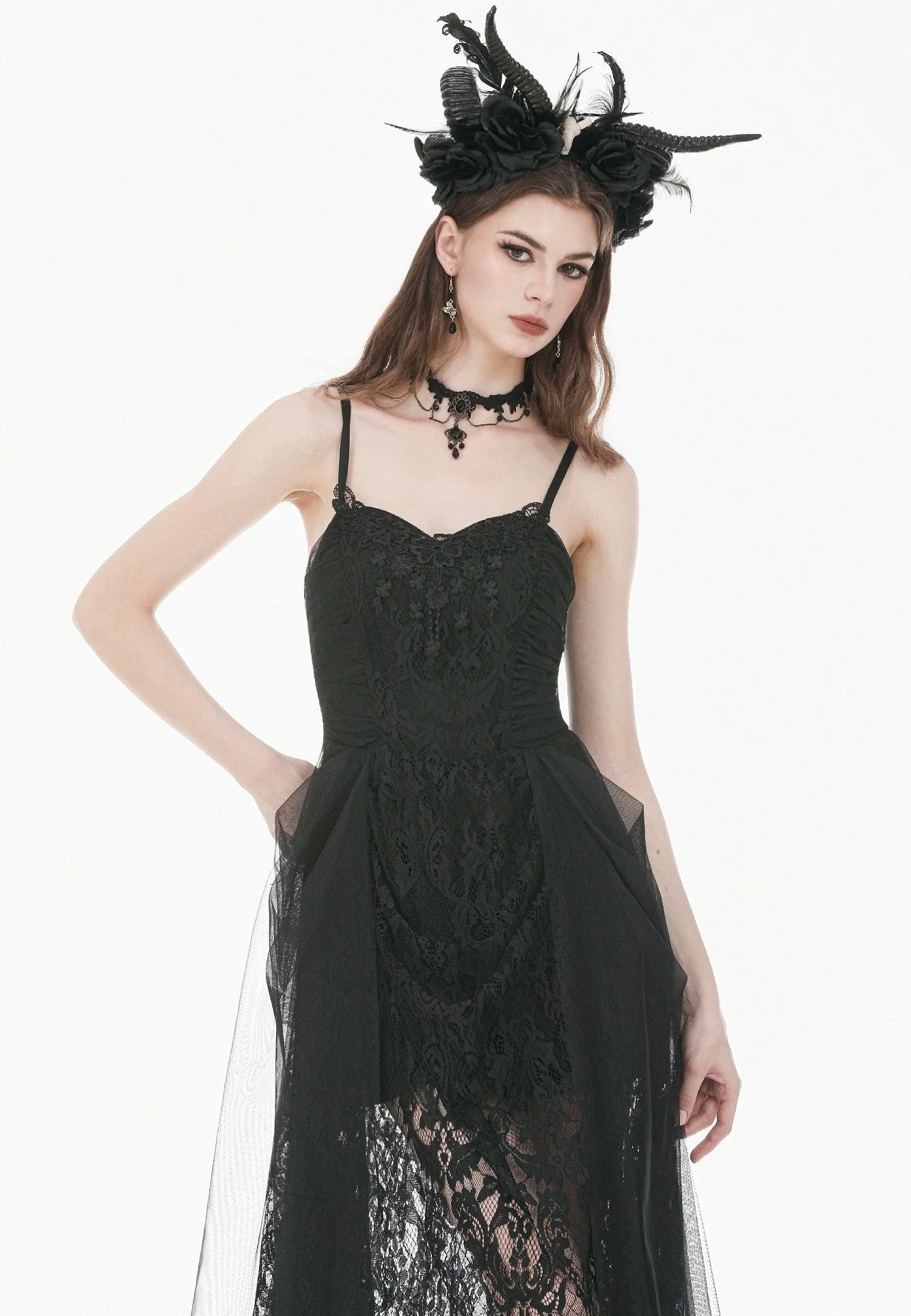Dark In Love Dark Rite Gothic Lace Long Vestido | Women-Image