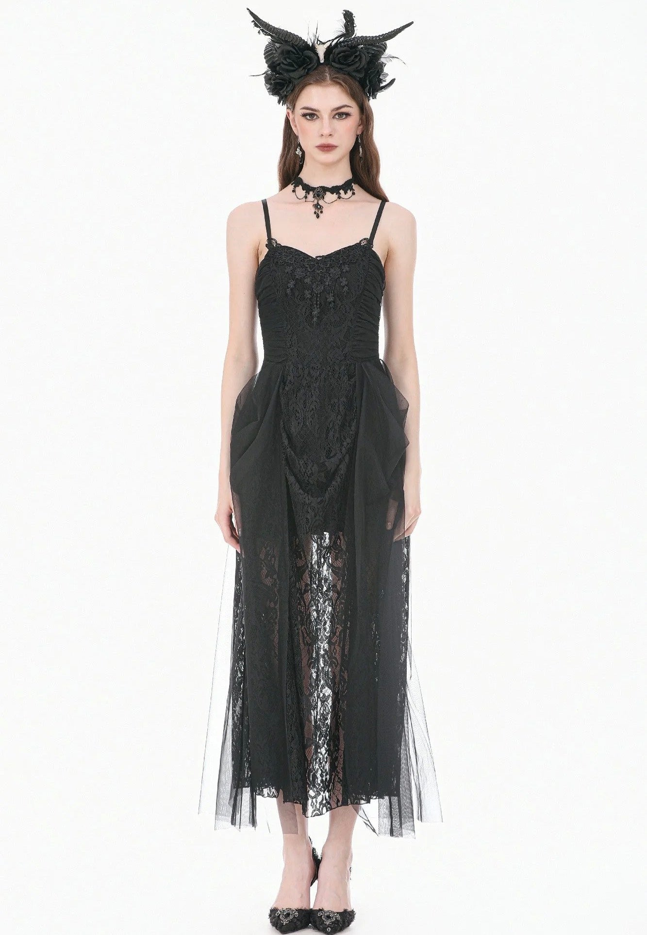 Dark In Love Dark Rite Gothic Lace Long Vestido | Women-Image