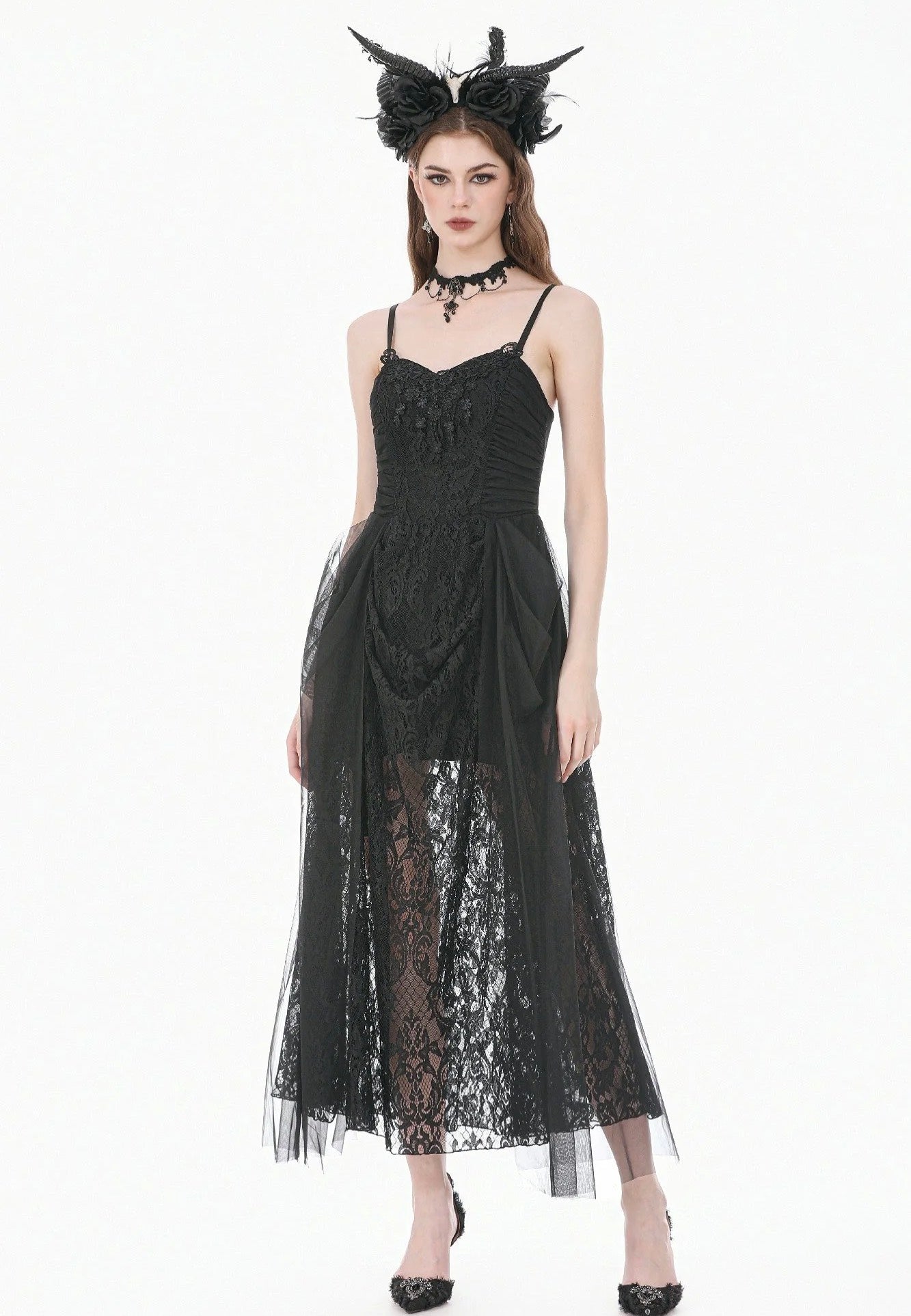 Dark In Love Dark Rite Gothic Lace Long Vestido | Women-Image