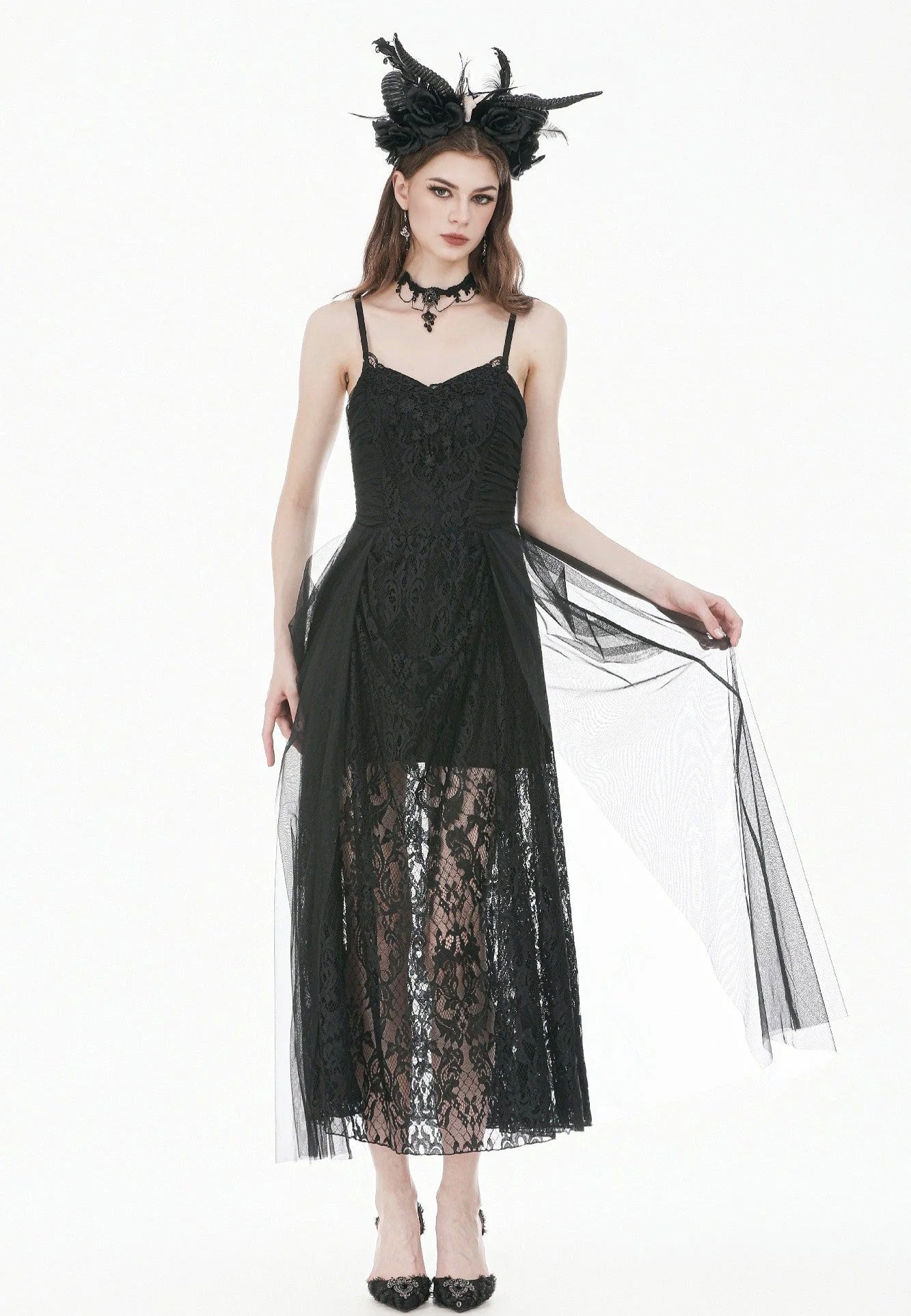 Dark In Love Dark Rite Gothic Lace Long Vestido | Women-Image