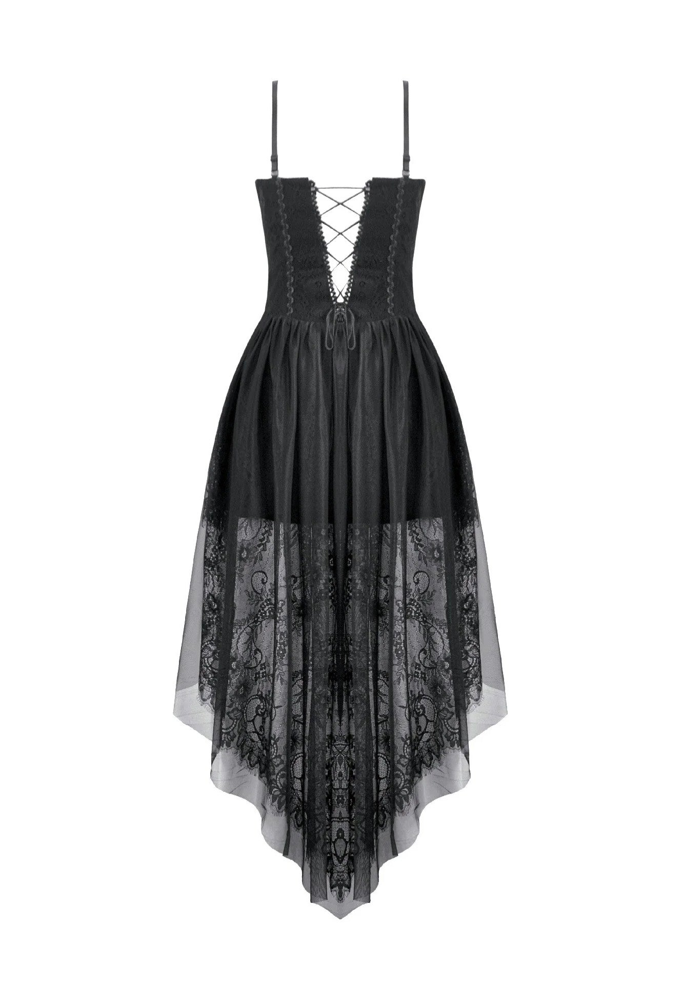 Dark In Love Dark Ritual Gothic Lace Hollow Tail Robe | Women-Image