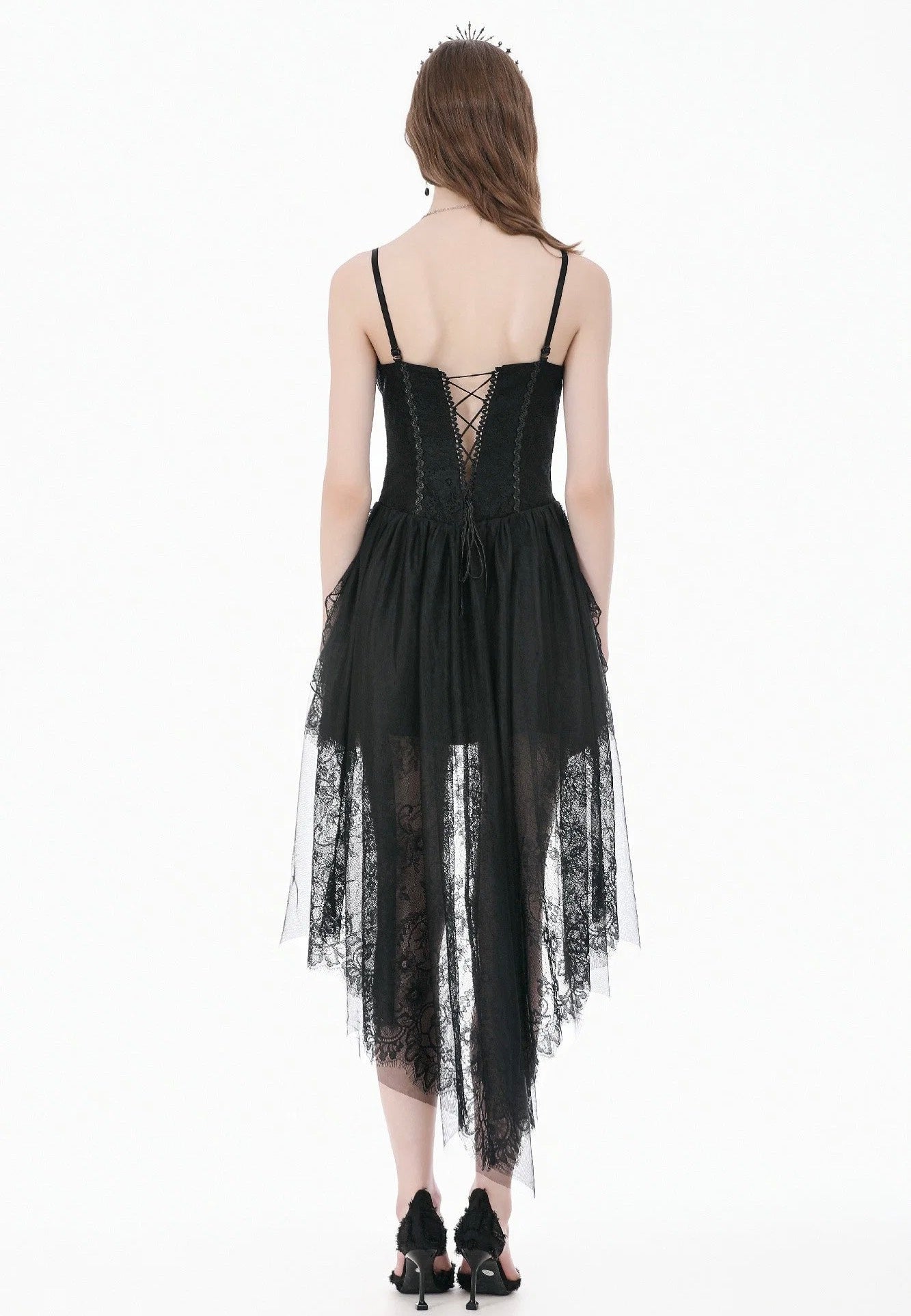 Dark In Love Dark Ritual Gothic Lace Hollow Tail Robe | Women-Image