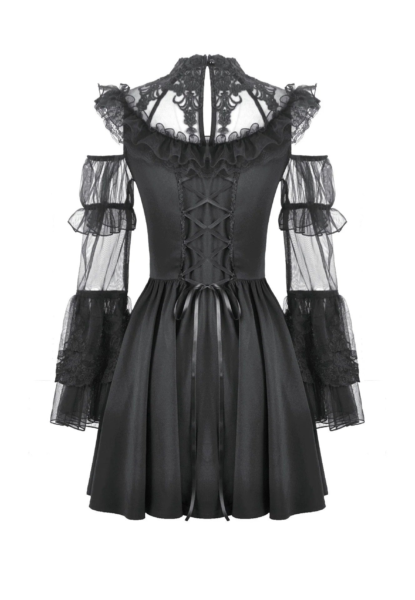 Dark In Love Romantic Gothic High-Neck Sheer Mesh Vestido | Women-Image