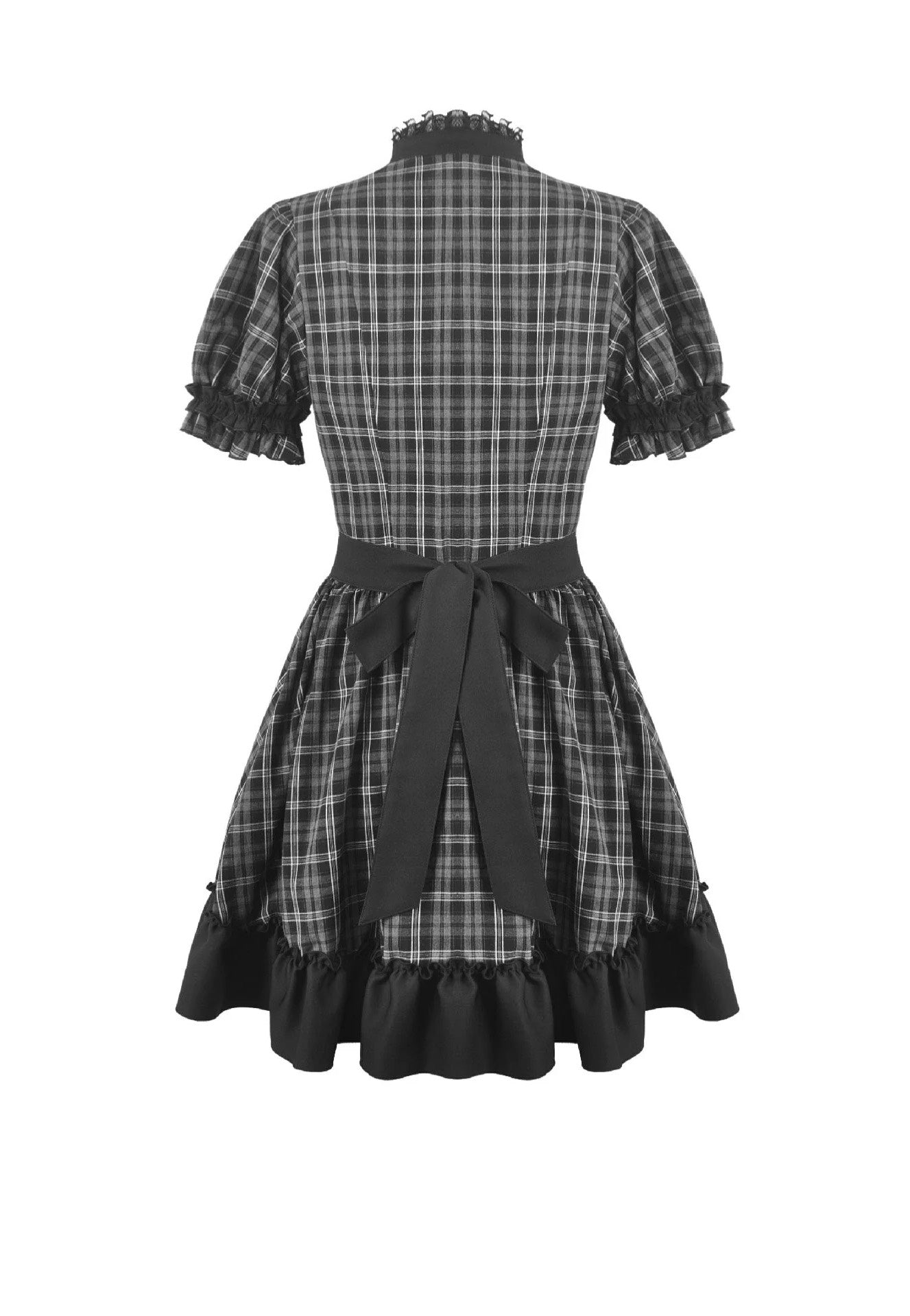 Dark In Love Dark Lolita Gingham Patchwork Lace Ruffle Vestido | Women-Image