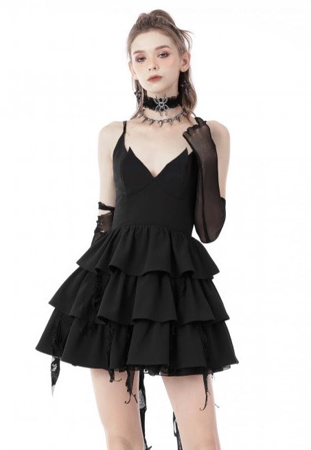 Dark In Love - Devil Cool High Low Layered Strap Black - Dress | Women-Image