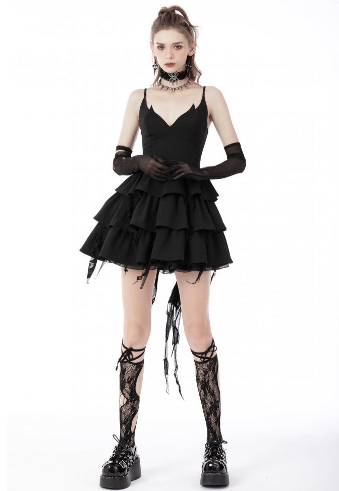 Dark In Love - Devil Cool High Low Layered Strap Black - Dress | Women-Image