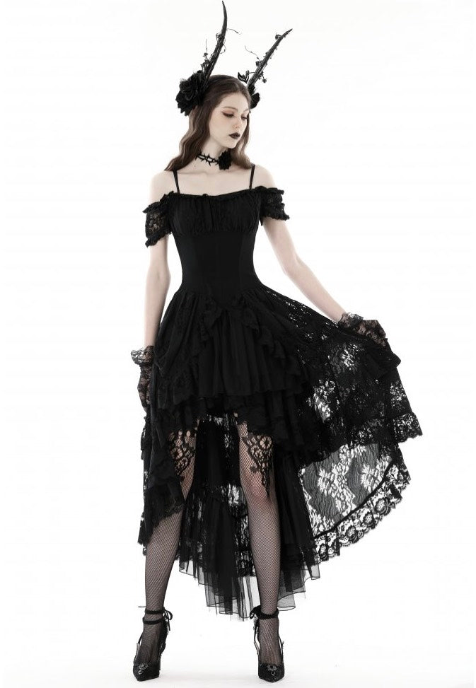 Dark In Love - Gothic Elegant Lady Lace Dovetail - Dress | Women-Image