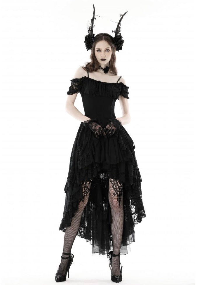 Dark In Love - Gothic Elegant Lady Lace Dovetail - Dress | Women-Image