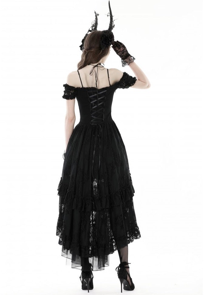 Dark In Love - Gothic Elegant Lady Lace Dovetail - Dress | Women-Image