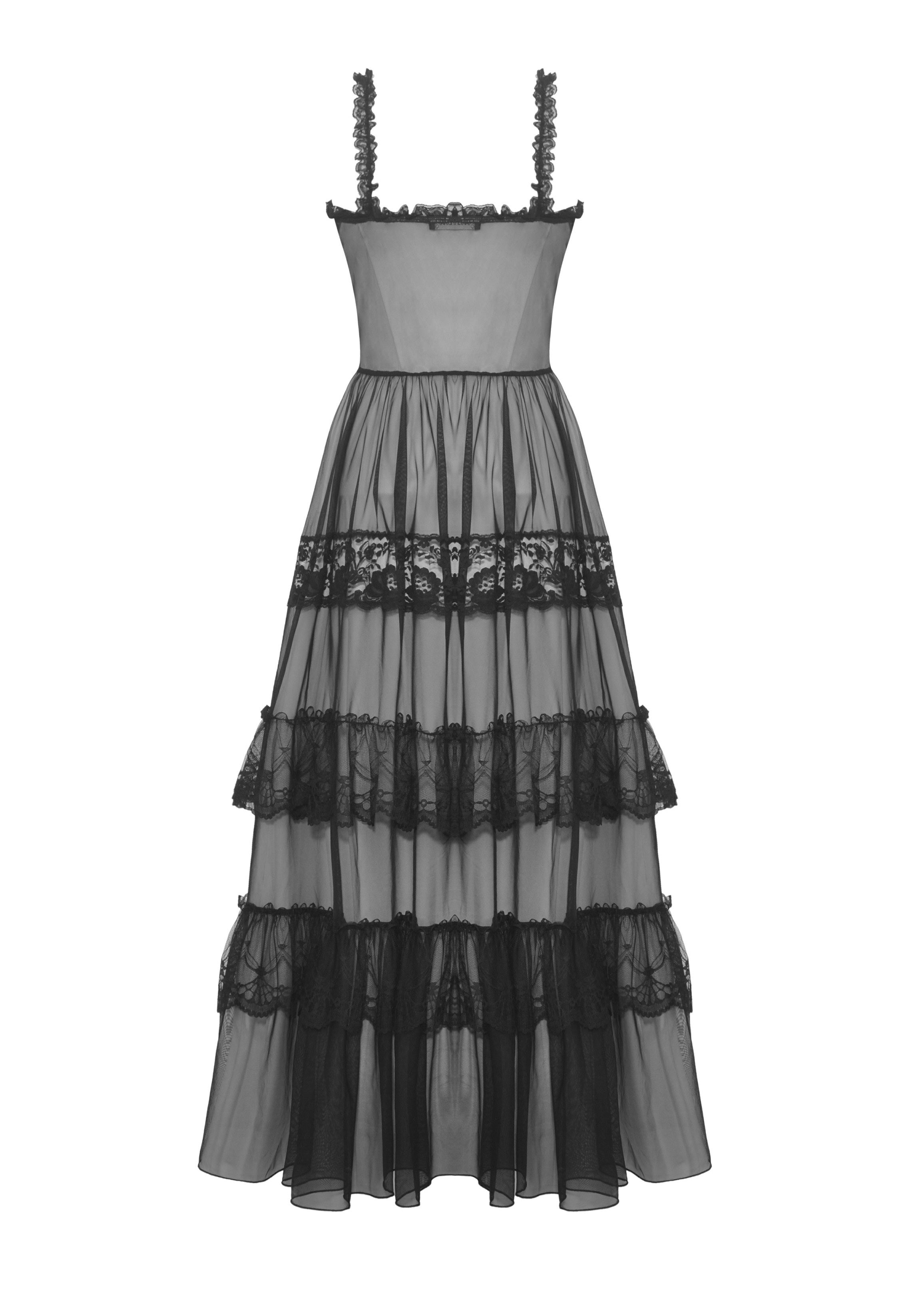 Dark In Love - Gothic Sexy Transparent Hearted Layer Lace Mesh Black - Dress | Women-Image