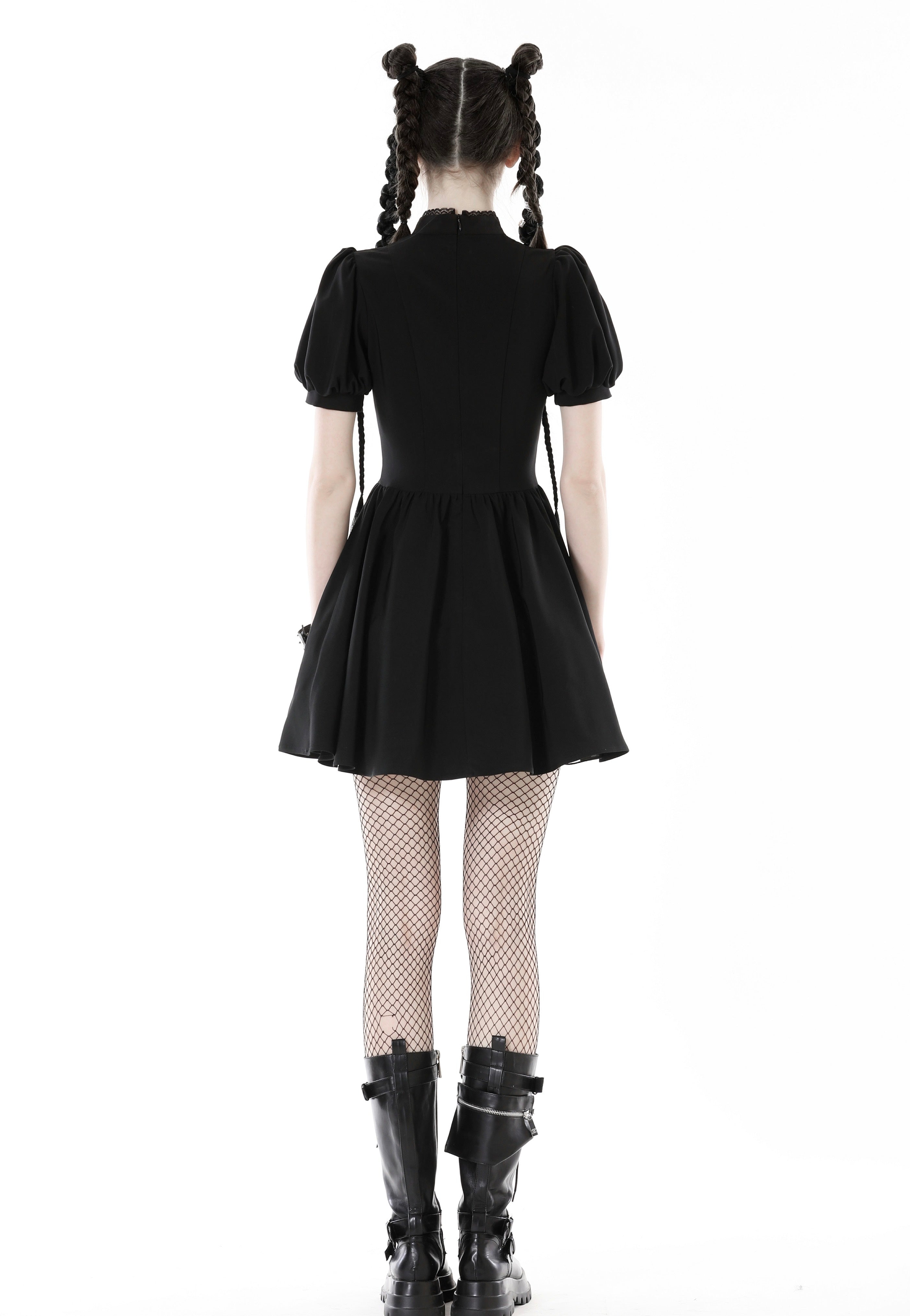 Dark In Love - Punk Rock Lace Up Black - Dress | Women-Image