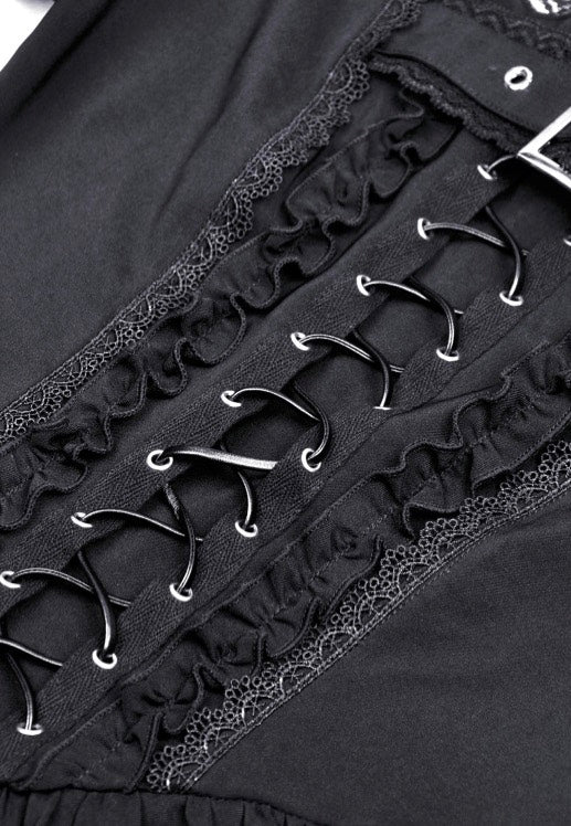 Dark In Love - Punk Rock Lace Up Black - Dress | Women-Image