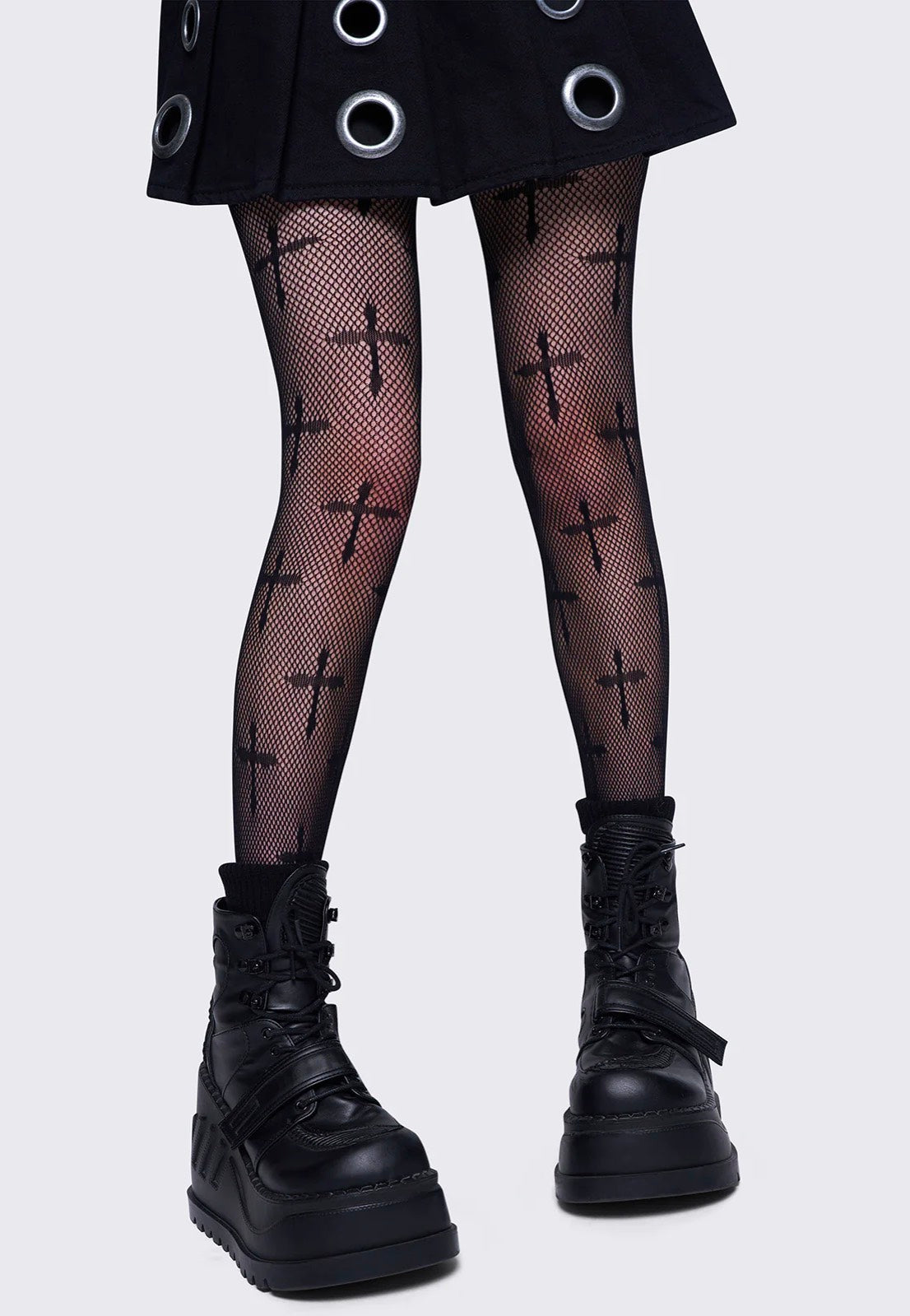 Minga London - Cross Diamond Fishnet Tights - Tights | Women-Image