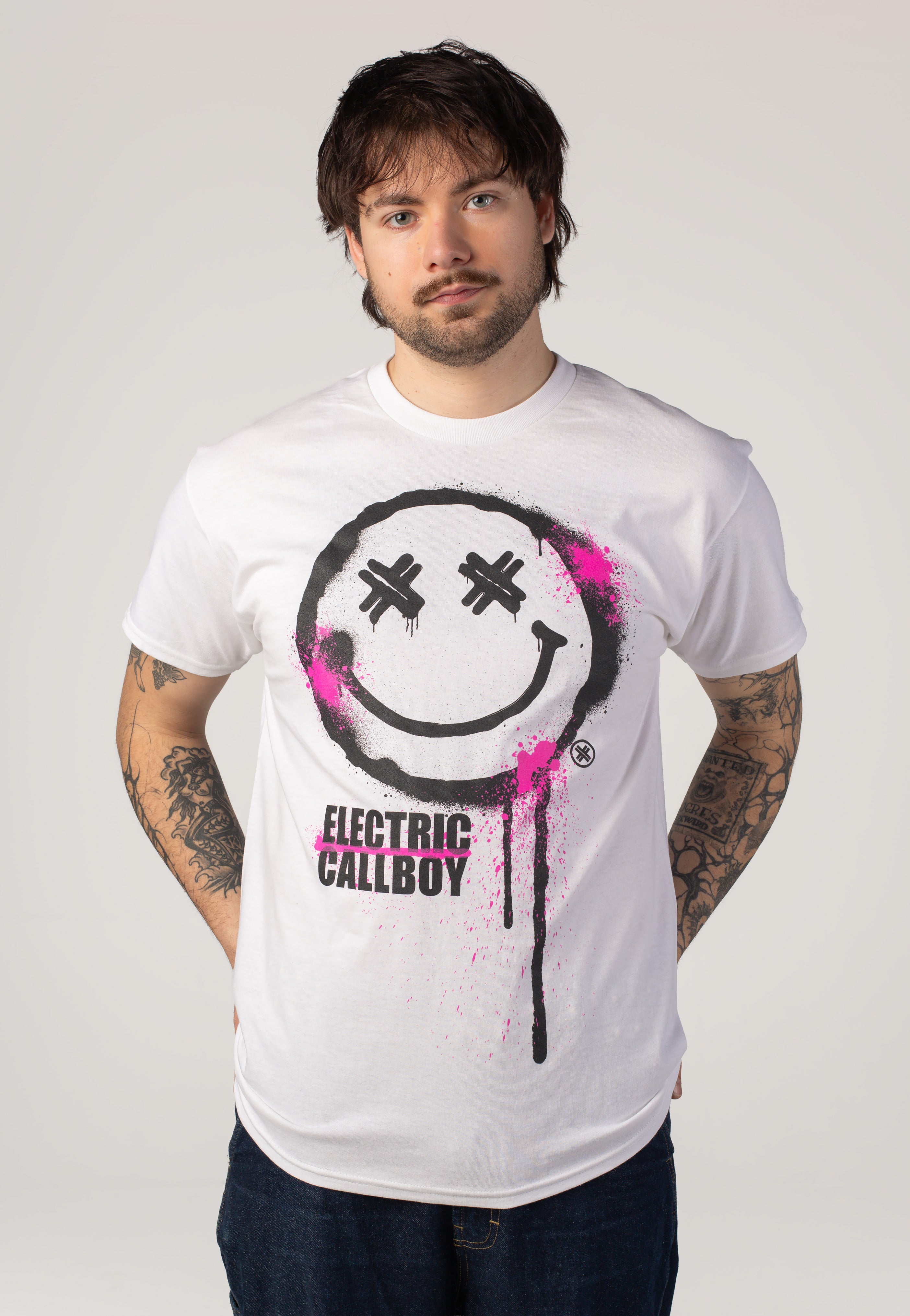Electric Callboy SMILEY T-SHIRT Lサイズ Electric Callboy Spray Smile White - T-Shirt | Impericon