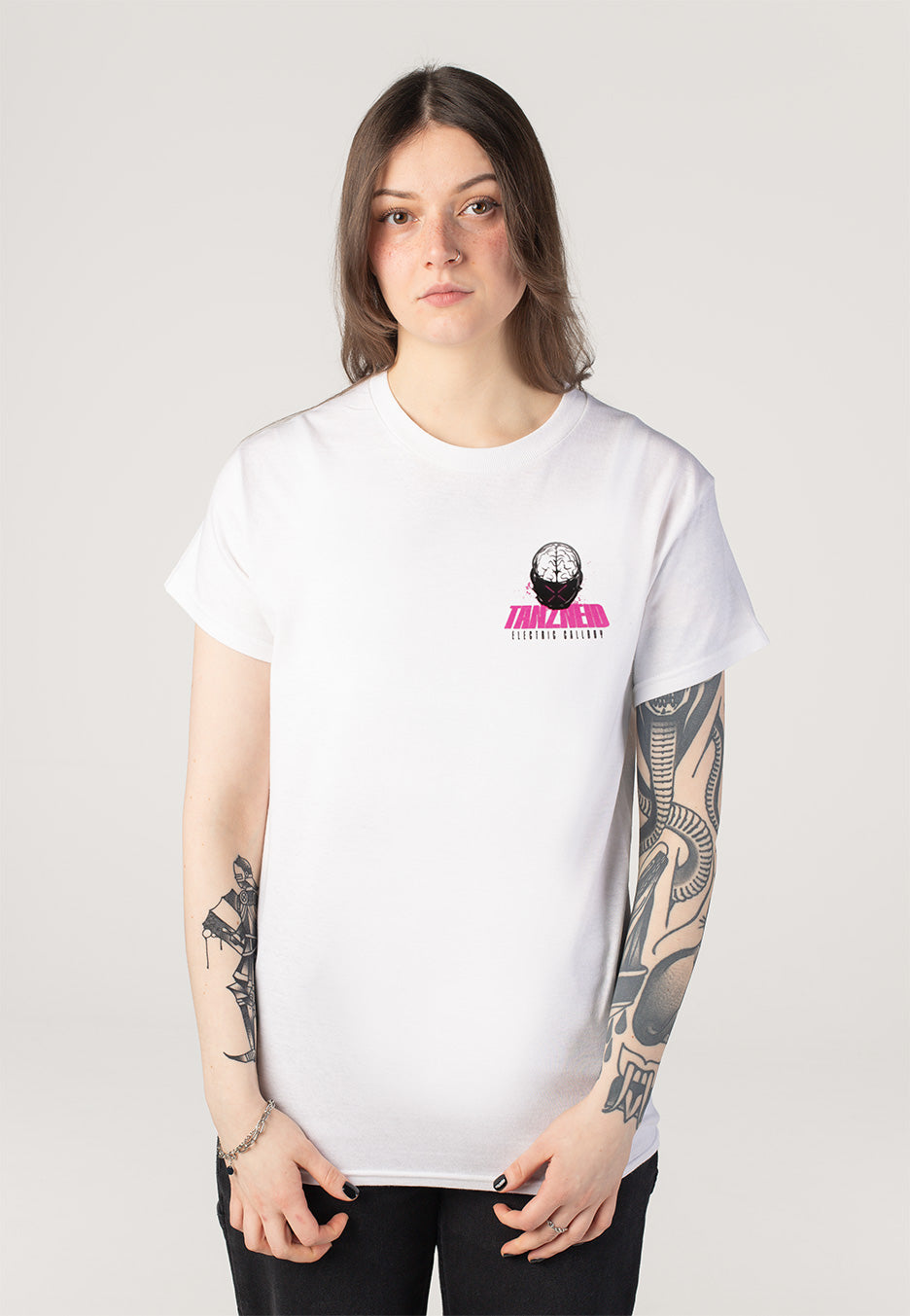 Electric Callboy Tanzneid Robot White T-Shirt | Women-Image