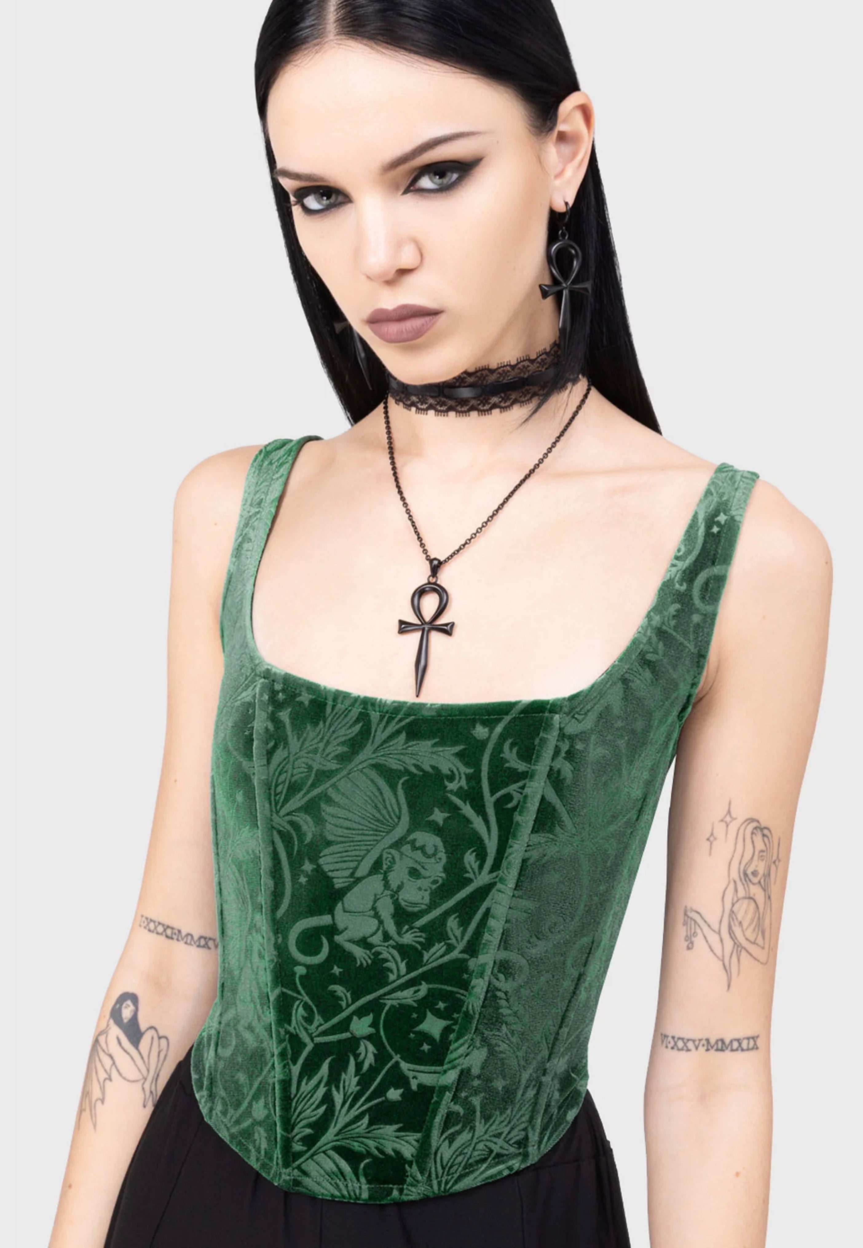 Killstar x Wizard Of OZ - Emerald Envy Green - Corset | Women-Image