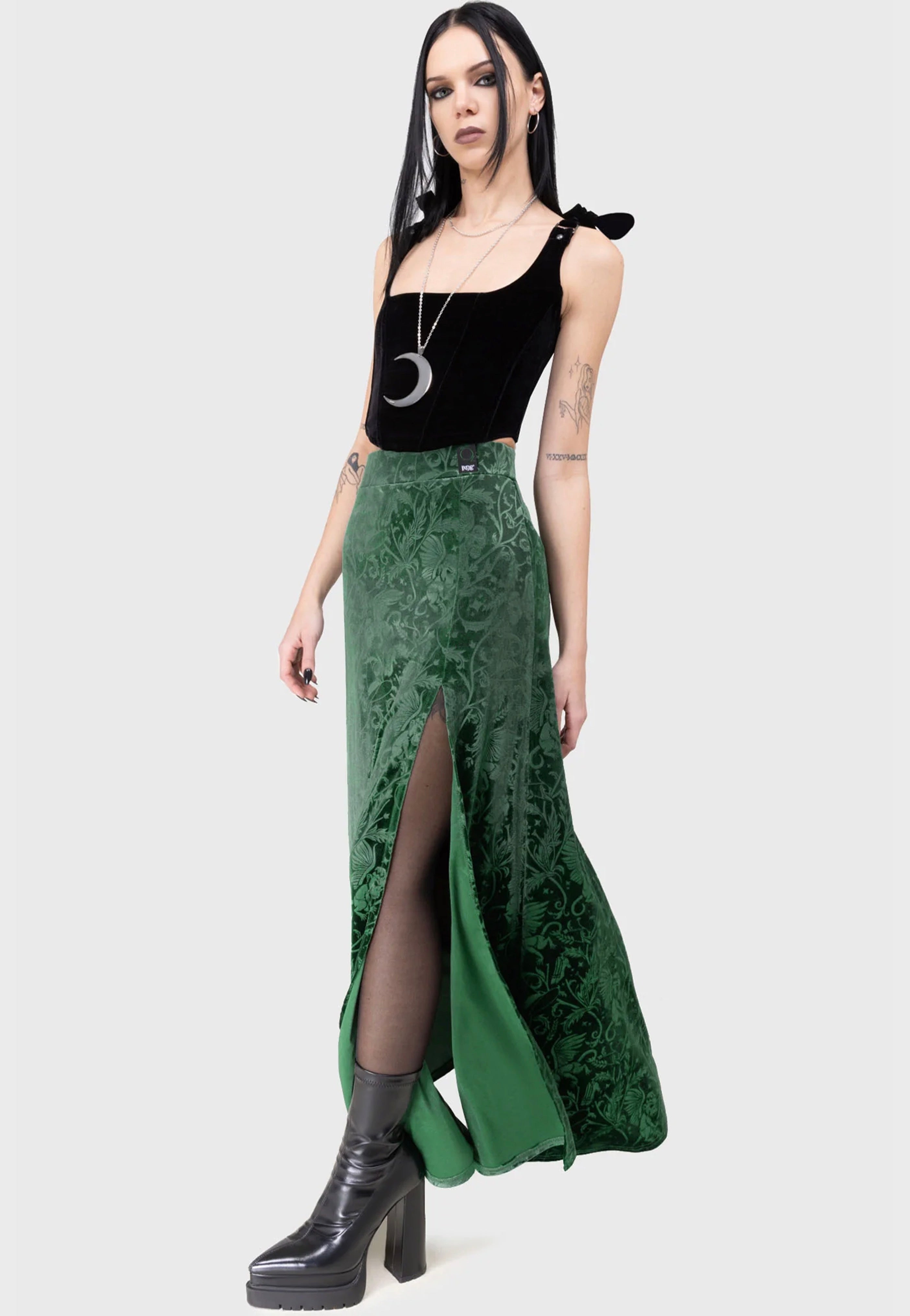 Killstar x Wizard Of OZ - Emerald Envy Maxi Green - Skirt | Women-Image