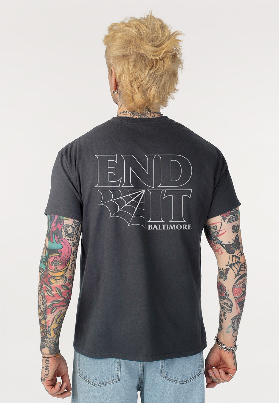 End It Spider Web Logo Charcoal T-Shirt | Men-Image